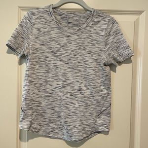 Grey and white lululemon swiftly tech top, gently used